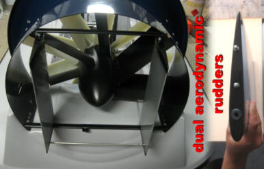 Hovercraft thrust duct with aerodynamic rudders